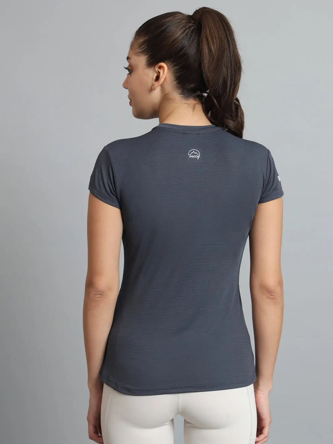 Back Image of Metallic Grey Color Tshirt for Women - Reccy