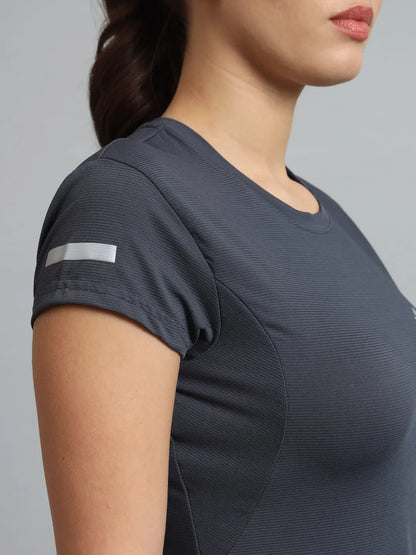 Right Sleeve of Metallic Grey Color Tshirt for Women - Reccy