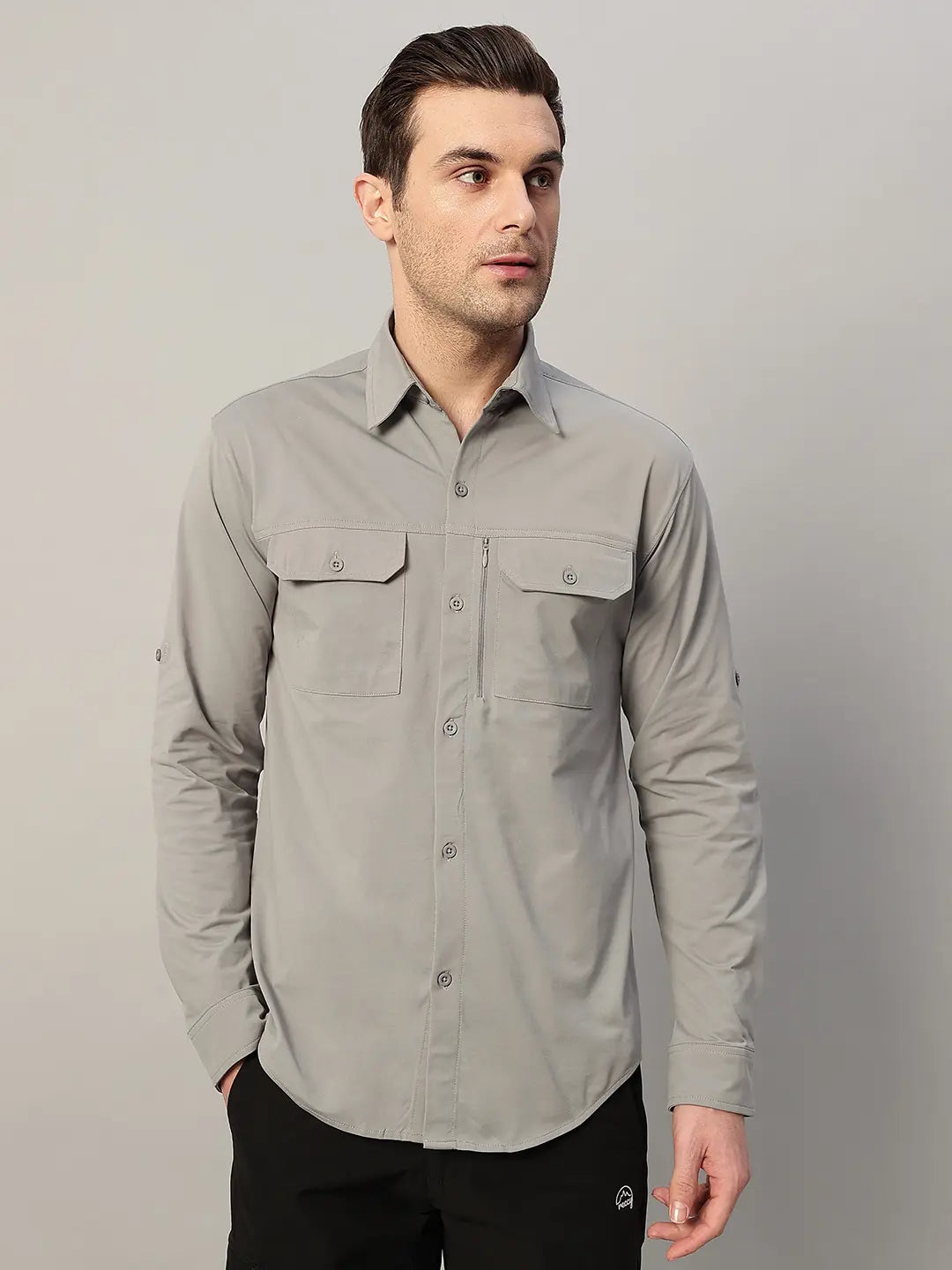 Light Grey Cargo Shirt for Men - Reccy