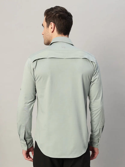 Back of Sage Green Cargo Shirt for Men - Reccy