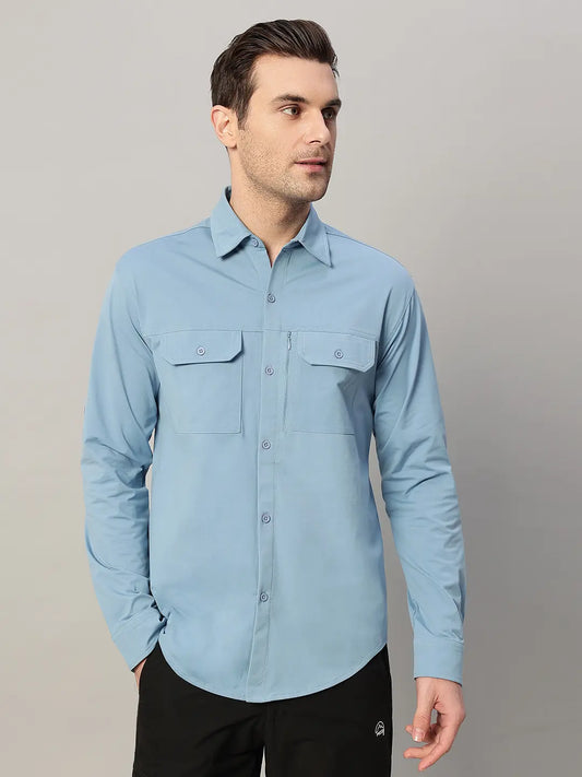 Dusk Blue Cargo Shirt for Men - Reccy