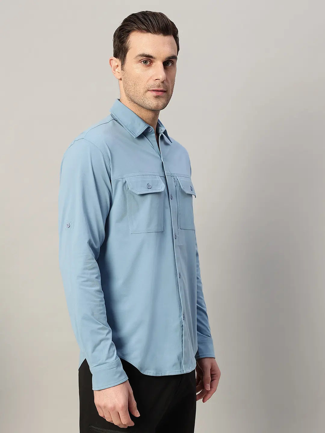 Dusk Blue Cargo Shirt for Men for Trekking - Reccy