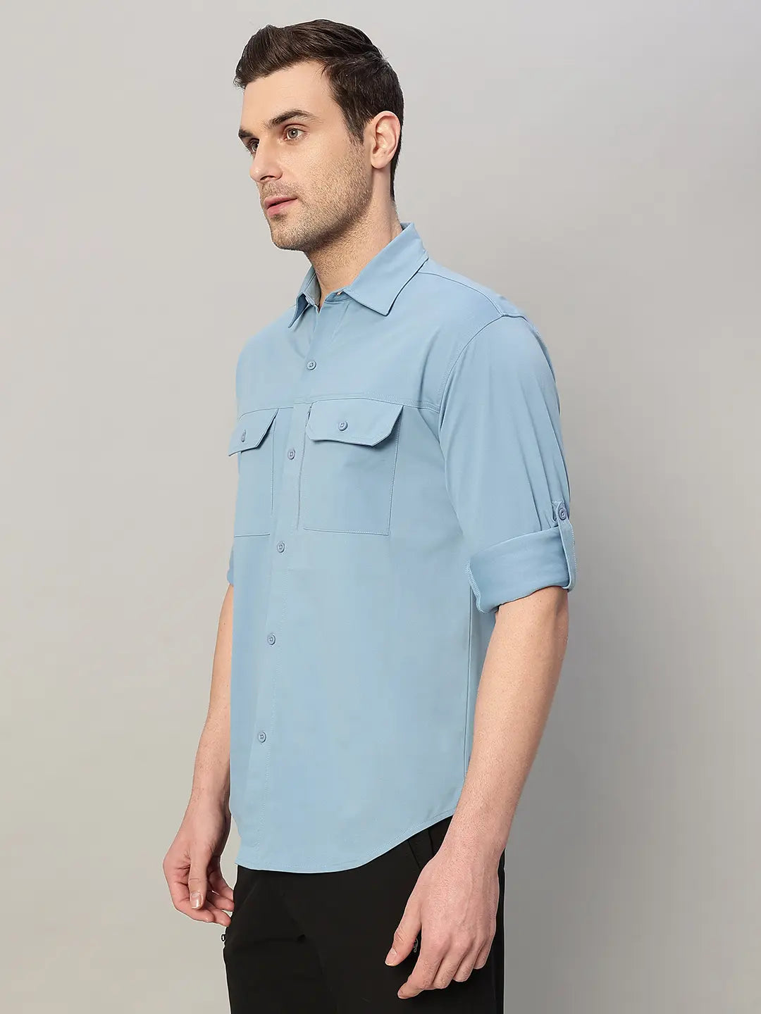 Dusk Blue Mens Cargo Shirt for Trekking - Reccy