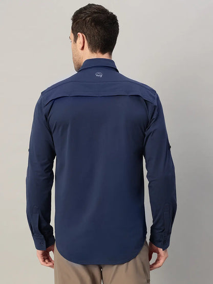 Back of Navy Cargo Shirt for Men - Reccy