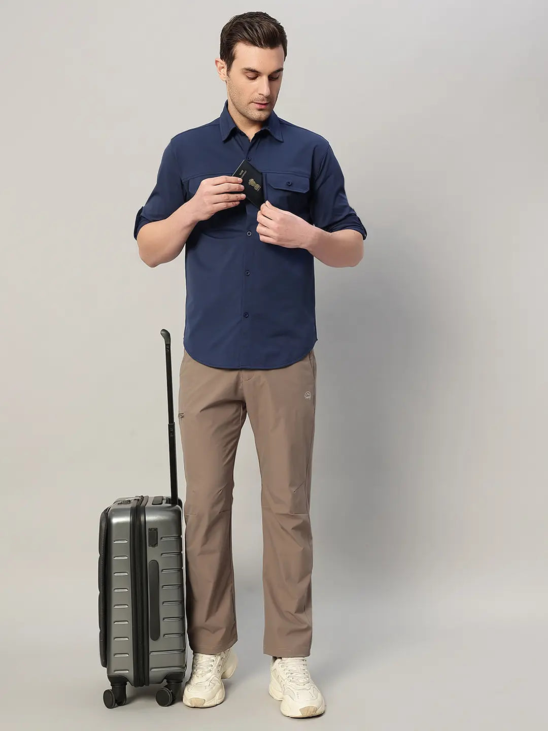 Navy Long Sleeve Cargo Shirt for Men - Reccy