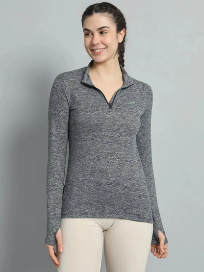 Women's Nomadic Full Sleeves T Shirt - Charcoal Gray Reccy