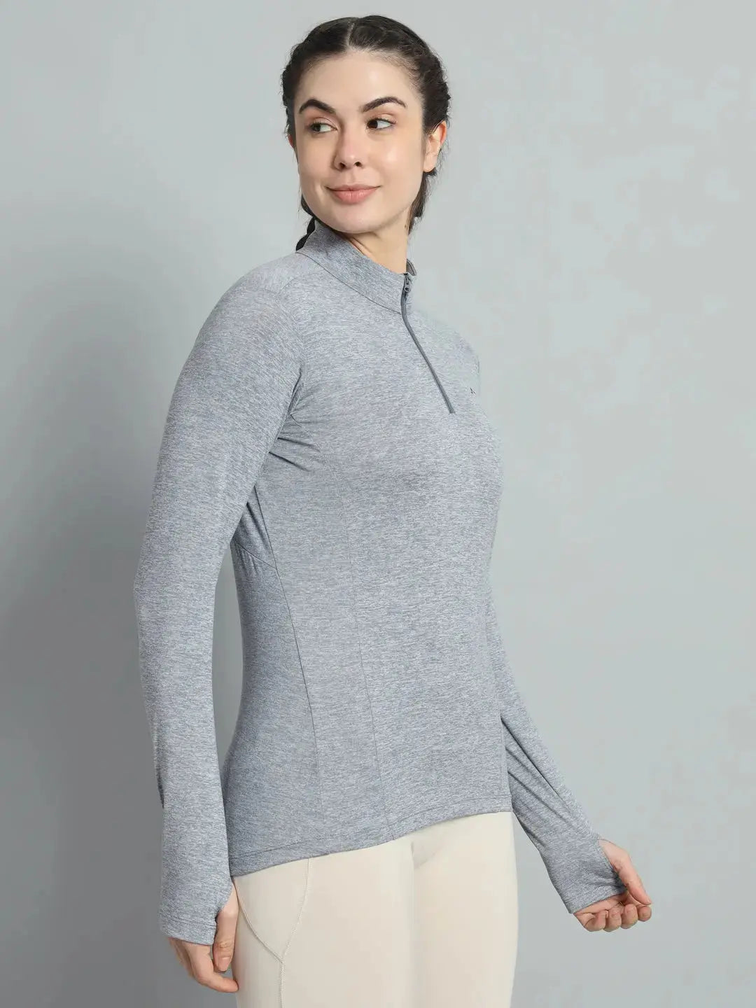 Gray Color Full Sleeve Tshirt for Women - Reccy