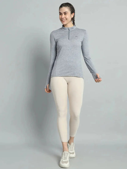 Women's Nomadic Full Sleeves T Shirt - Silver Gray Reccy