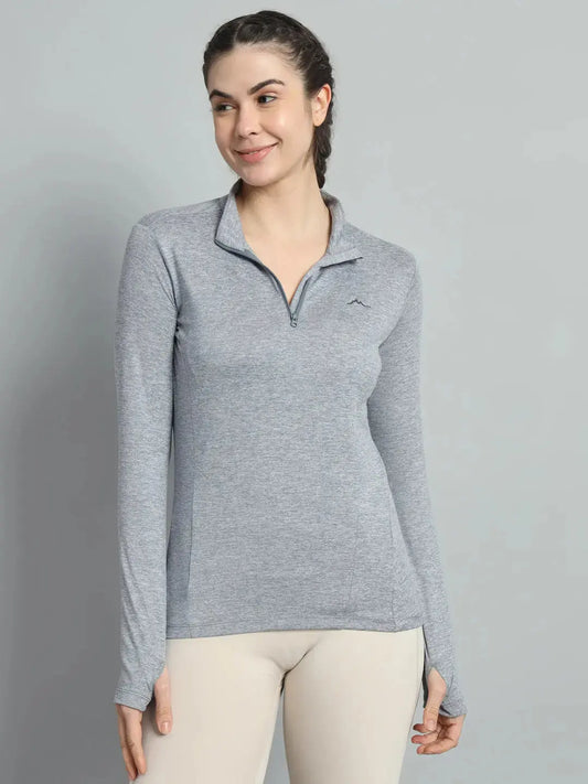 Women's Nomadic Full Sleeves T Shirt - Silver Gray Reccy