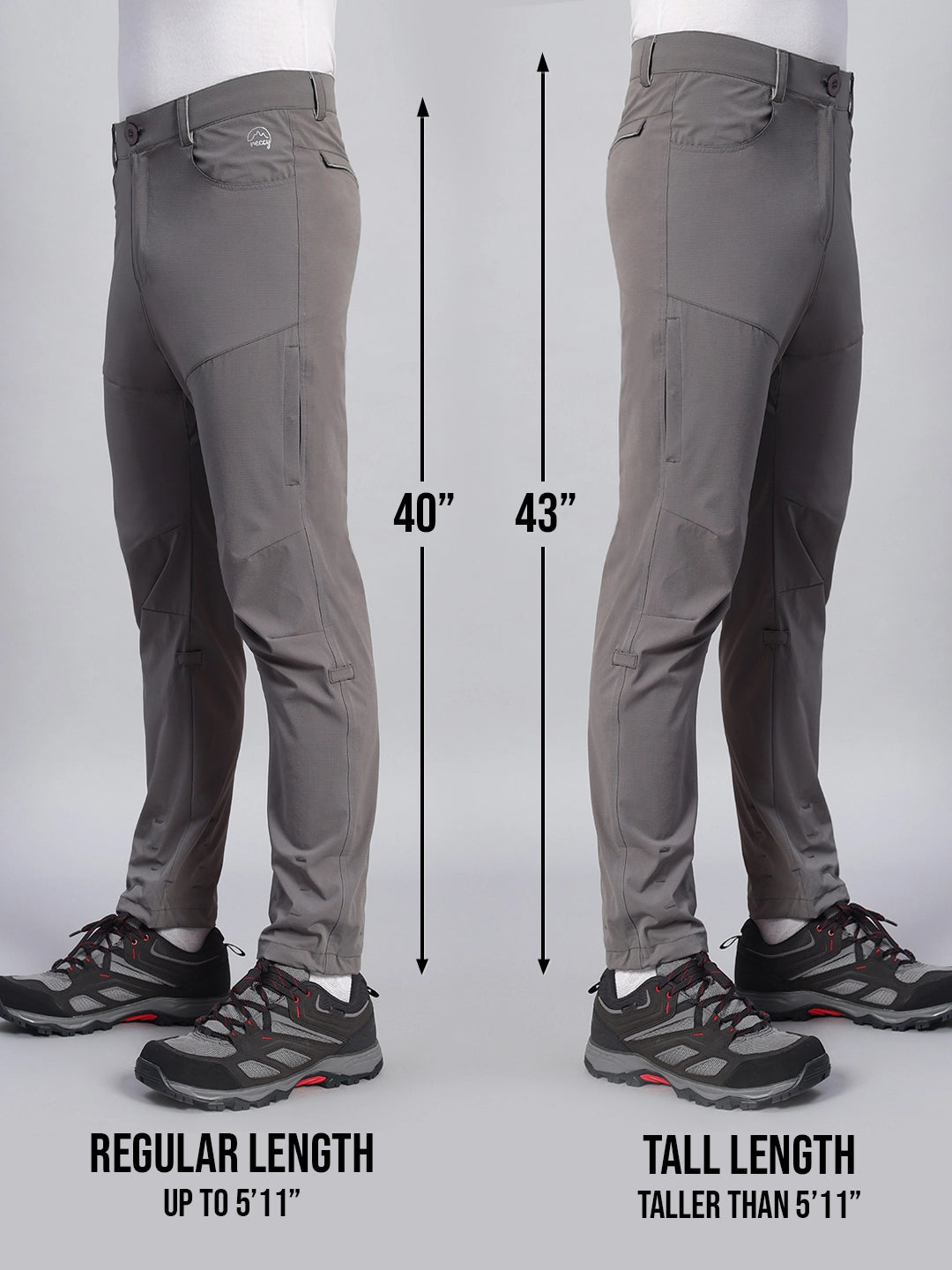 Length size of Light Gray Mountain Trekking and Hiking Pant - Reccy