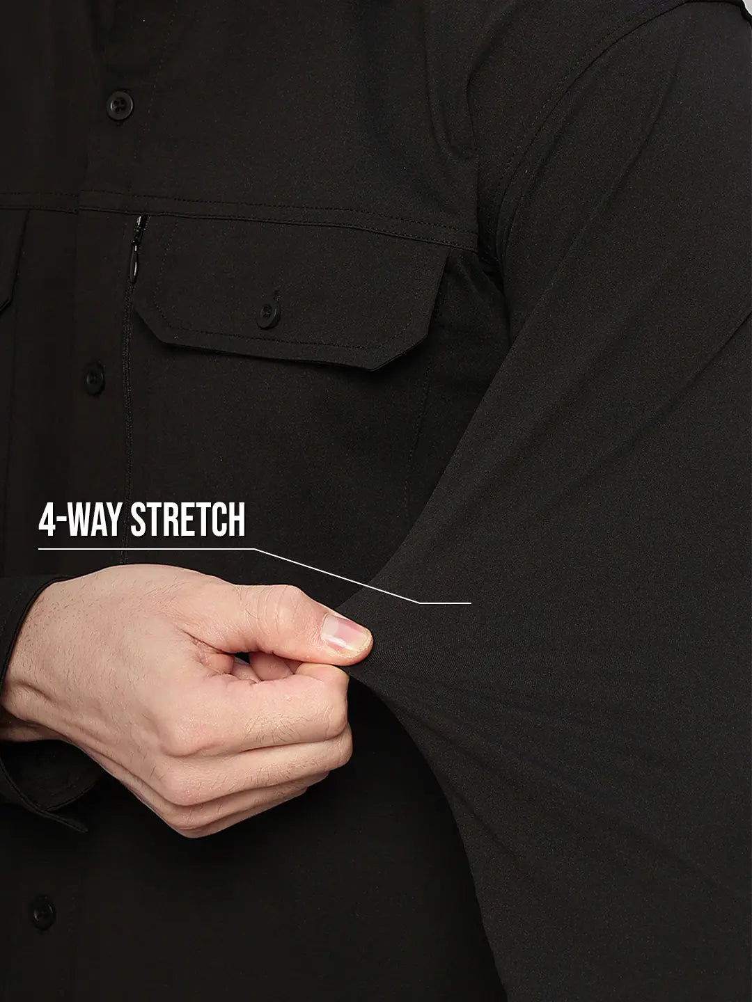 Stretchable Black Cargo Shirt - Reccy