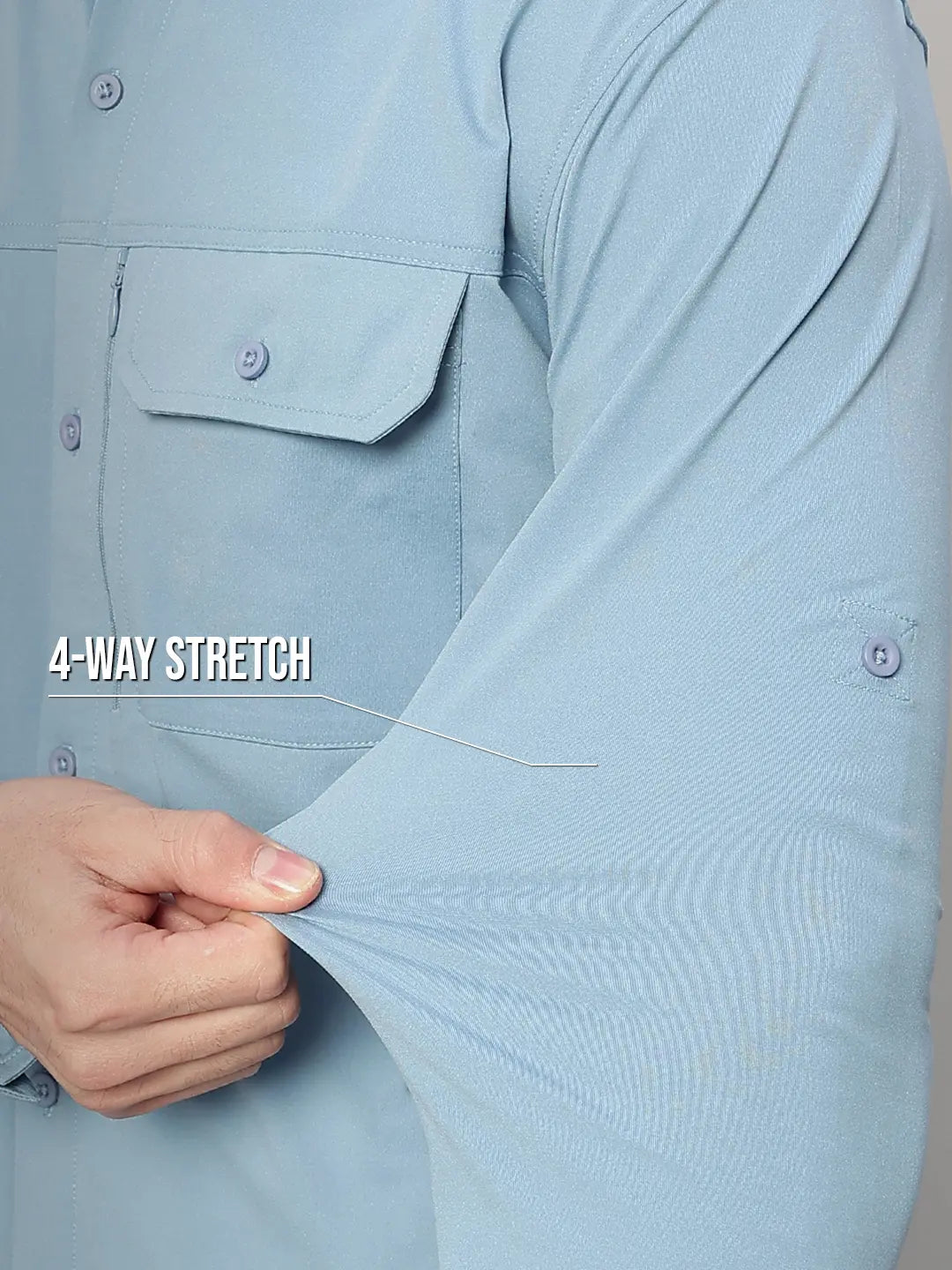 Stretchable Dusk Blue Cargo Shirt for Men - Reccy