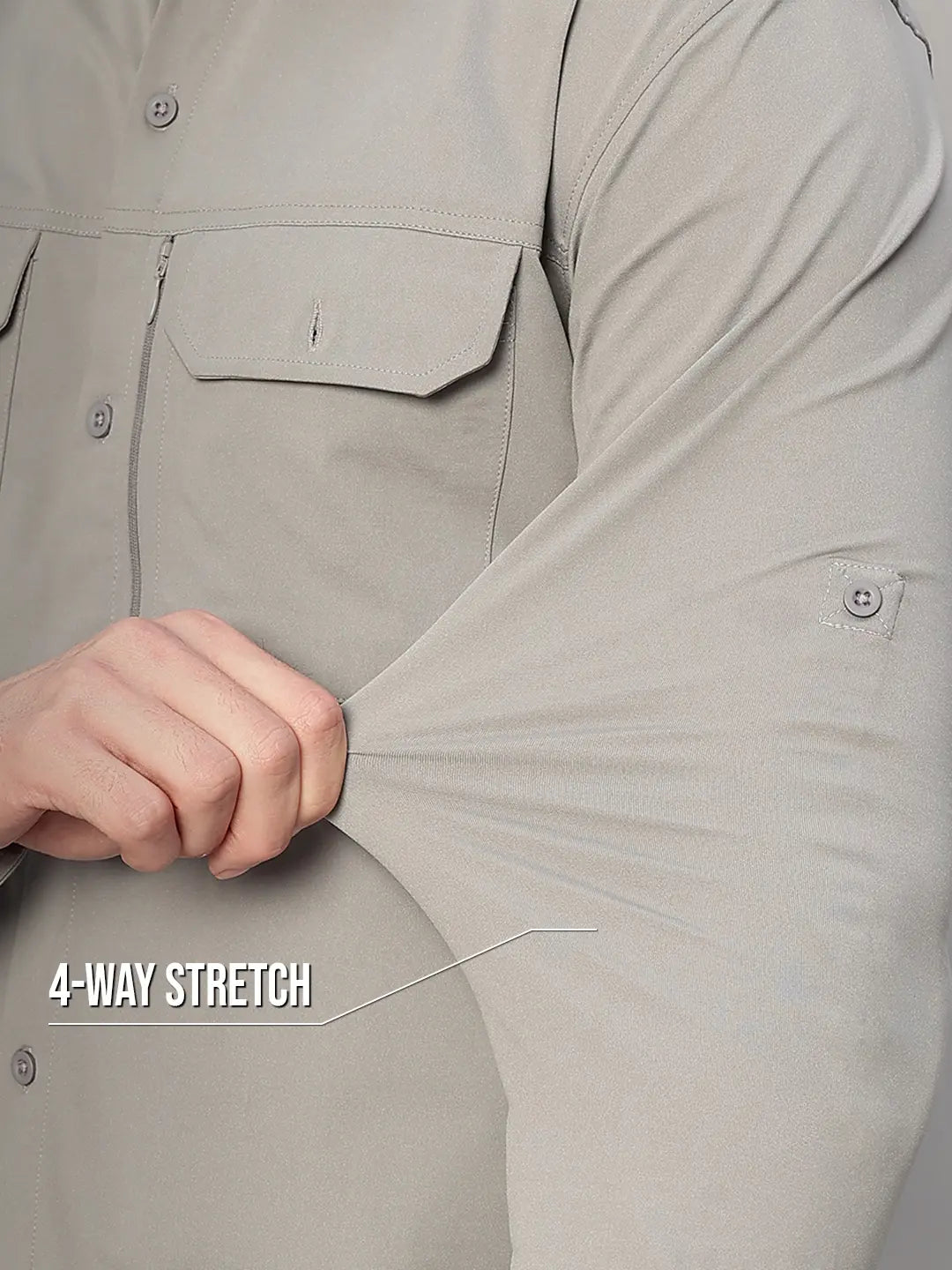 Stretchable Light Grey Cargo Shirt for Men - Reccy