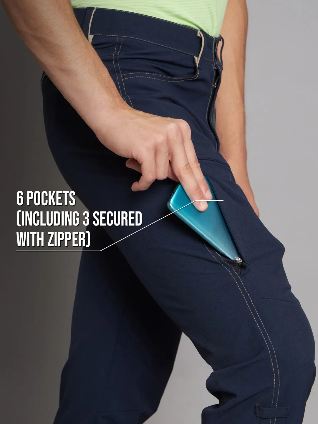 Zipper Pocket | Adventure Blue Warm Trekking and Hiking Pants | Reccy