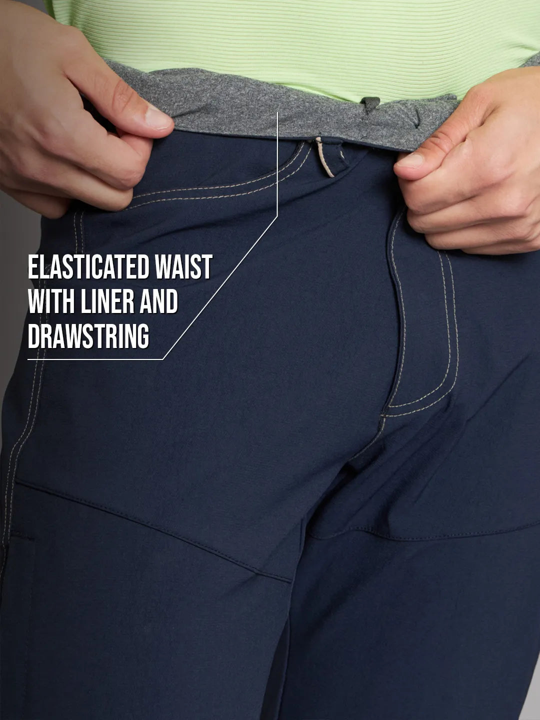 Elastic Waist | Adventure Blue Warm Trekking and Hiking Pants | Reccy