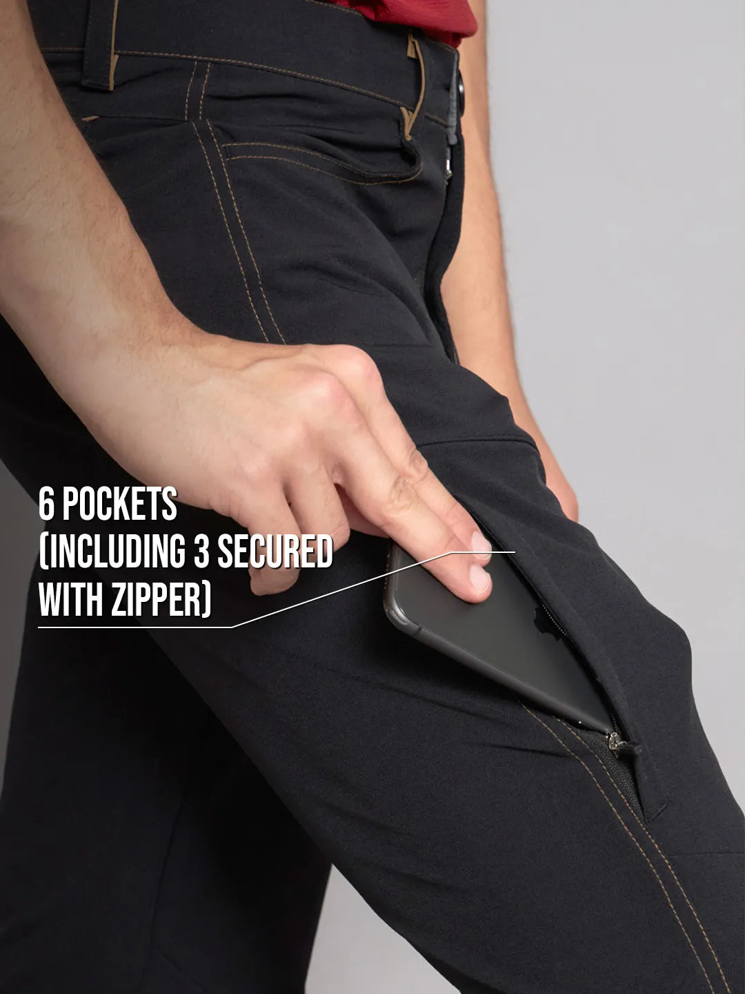 Zipper Pocket | Black Warm Trekking and Hiking Pants | Reccy