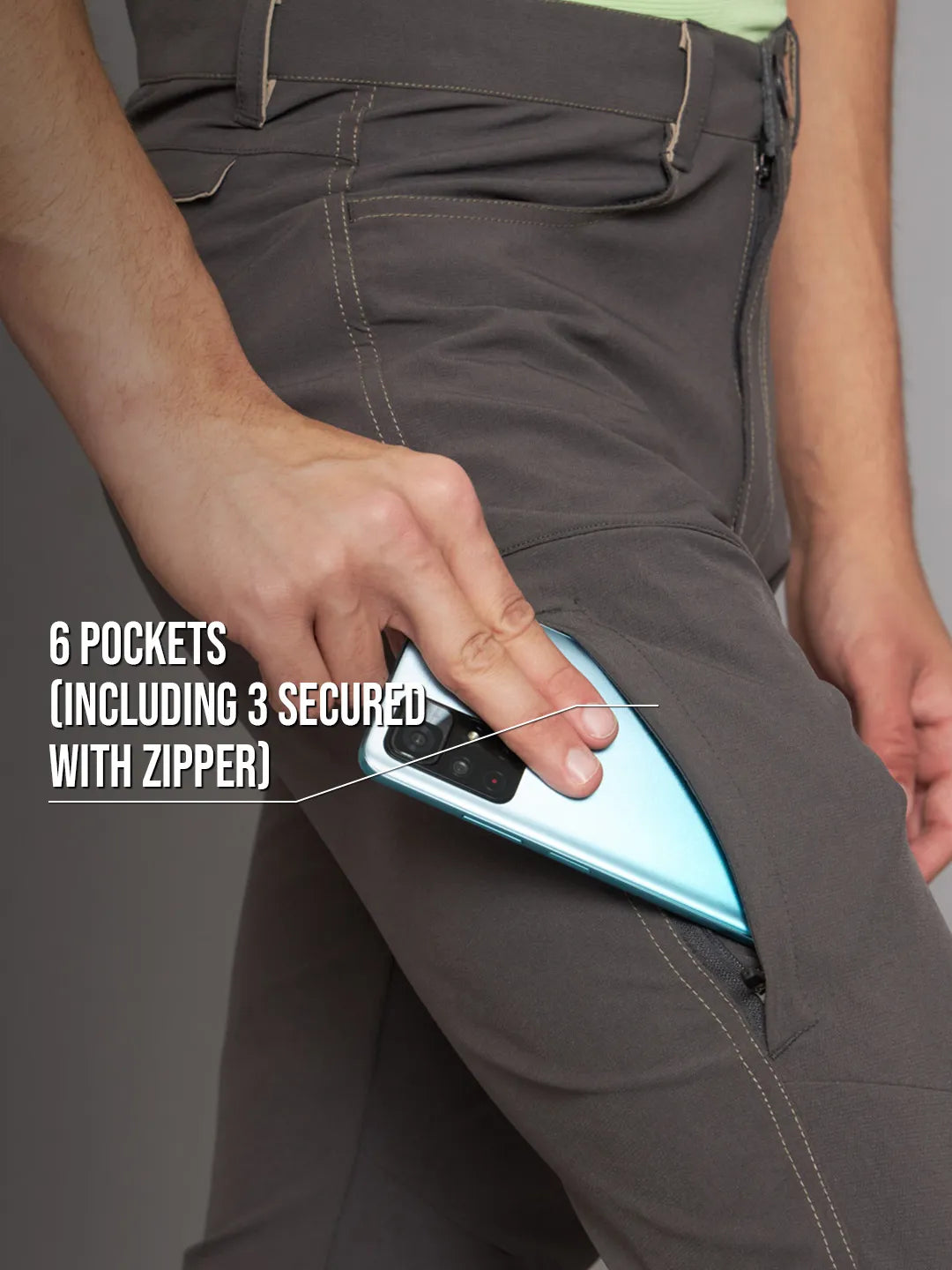 Zipper Pocket | Mountain Gray Warm Trekking and Hiking Pants | Reccy