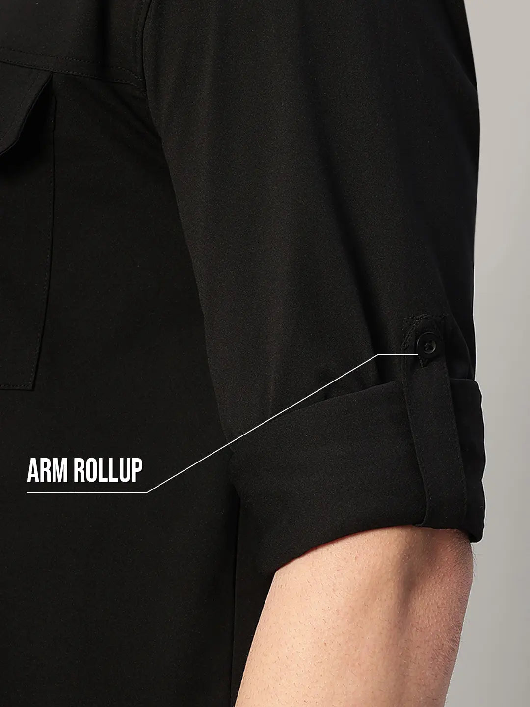 Arm Rollup Black Cargo Shirt - Reccy