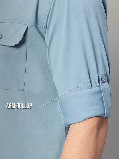 Arm Rollup Dusk Blue Cargo Shirt for Men - Reccy