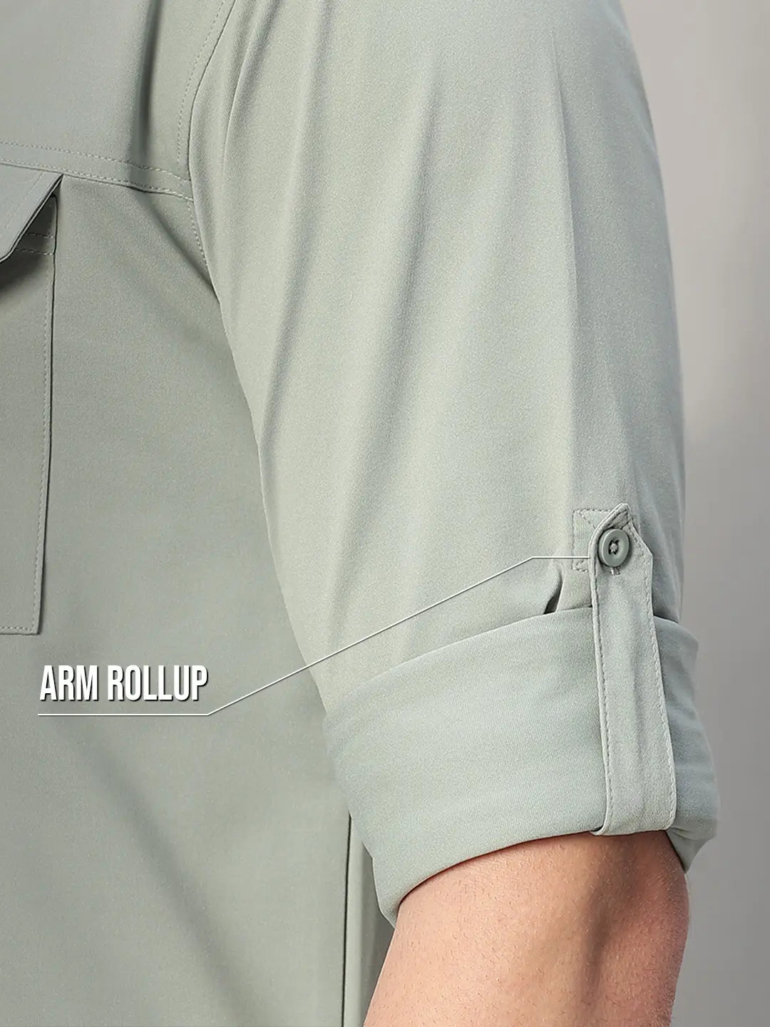 Arm Rollup Sage Green Cargo Shirt for Men - Reccy