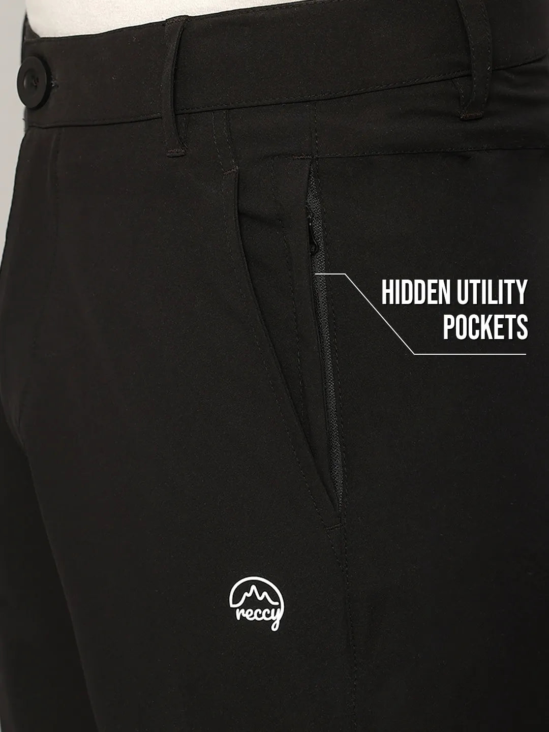 Hidden Pocket | Black Quick Dry Pant for Men | Reccy