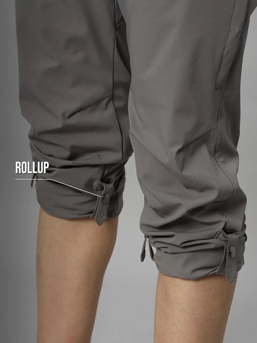 Roll up feature of Light Gray Mountain Trekking and Hiking Pant - Reccy