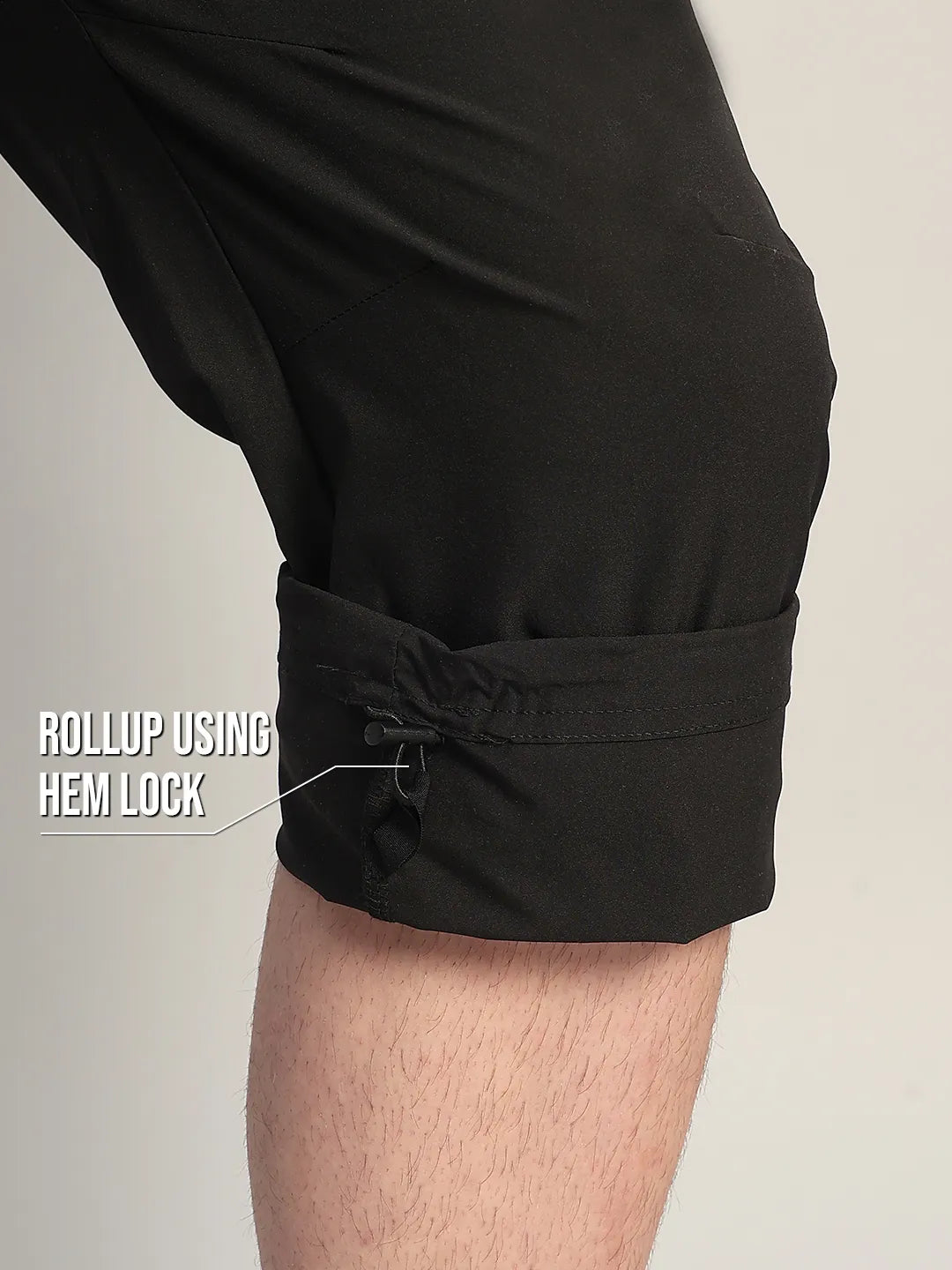 Rollup | Black Quick Dry Pant for Men | Reccy