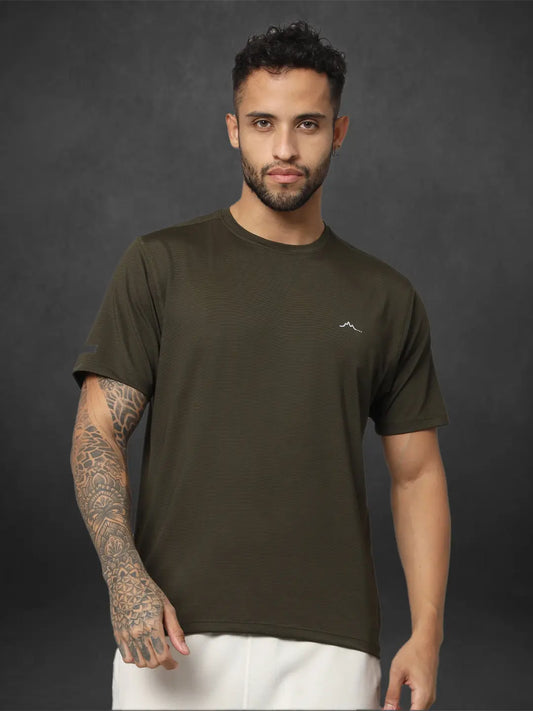 Olive Green Color Half Sleeve Tshirt for Men - Reccy