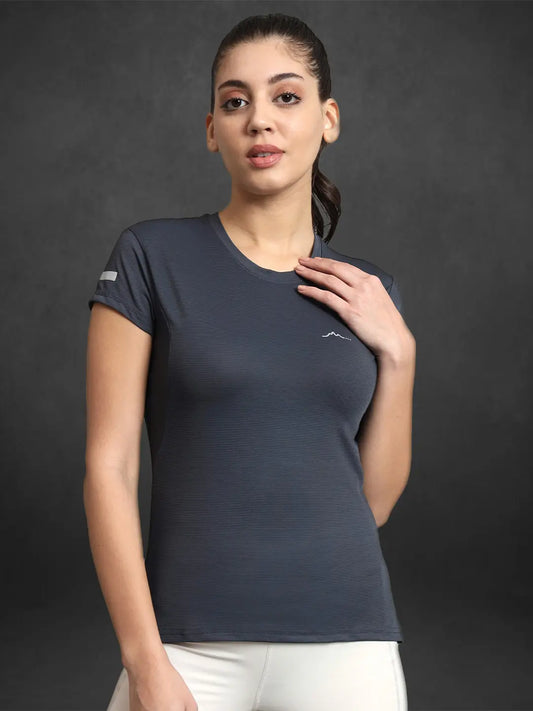 Metallic Grey Color Tshirt for Women - Reccy