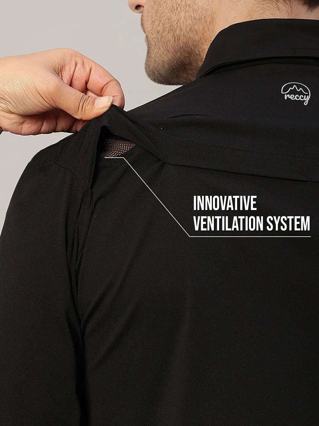 Ventilation System of Black Cargo Shirt - Reccy