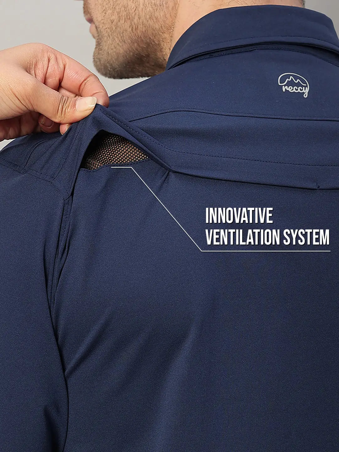 Ventilation System of Navy Cargo Shirt for Men - Reccy