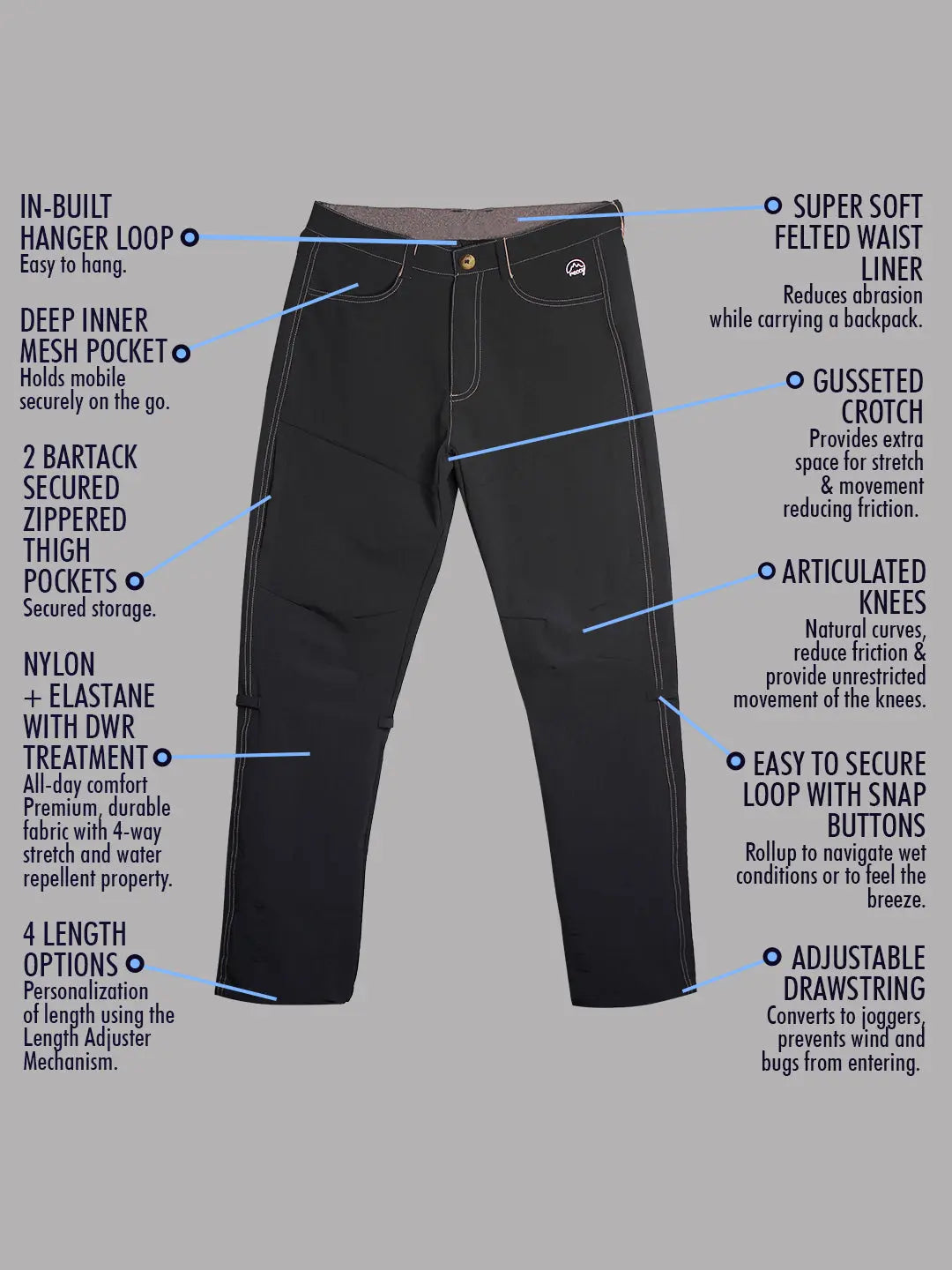 Nomadic Multi-function Pants - Midnight Black Reccy